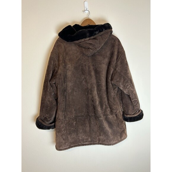 Vintage Fur Lined Faux Suede Penny Lane Fireman Clasp Coat Sz XL Brown - Picture 3 of 4